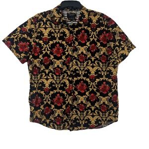 Ricky Sign DENIM & FLOWER Men's Rose & Gold Button-Down Shirt size L 100% Cotton